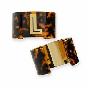 MARK & GRAHAM GOLD INITIAL TORTOISE CUFF "L"